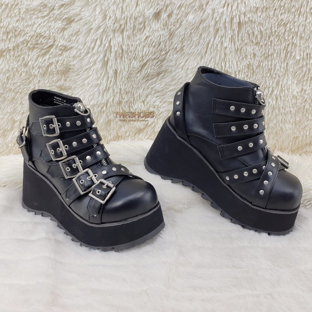 Platform Goth Boot Bootie Skull Head - Picture 12 of 13